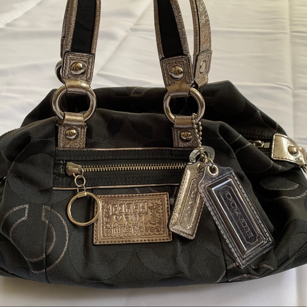 Black and Silver Coach Bag